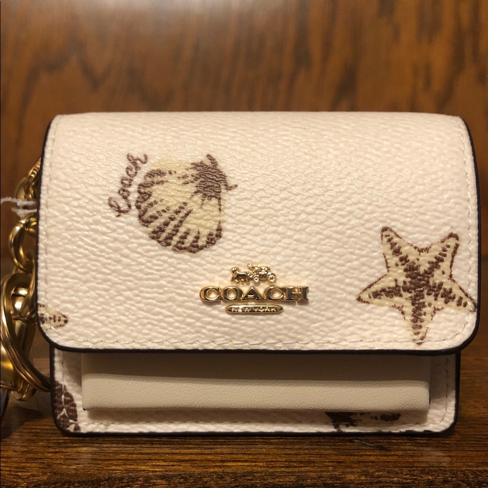 NWT-Coach-Mini Klare-Bag Charm/Keychain-Seashell 🐚 Print-Creamy White/Brown-$75 - Picture 2 of 13